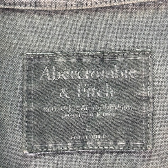 Abercrombie & Fitch Men's Button-Up Shirt Gray Washed Cotton Long Sleeve Sz L - Picture 2 of 8